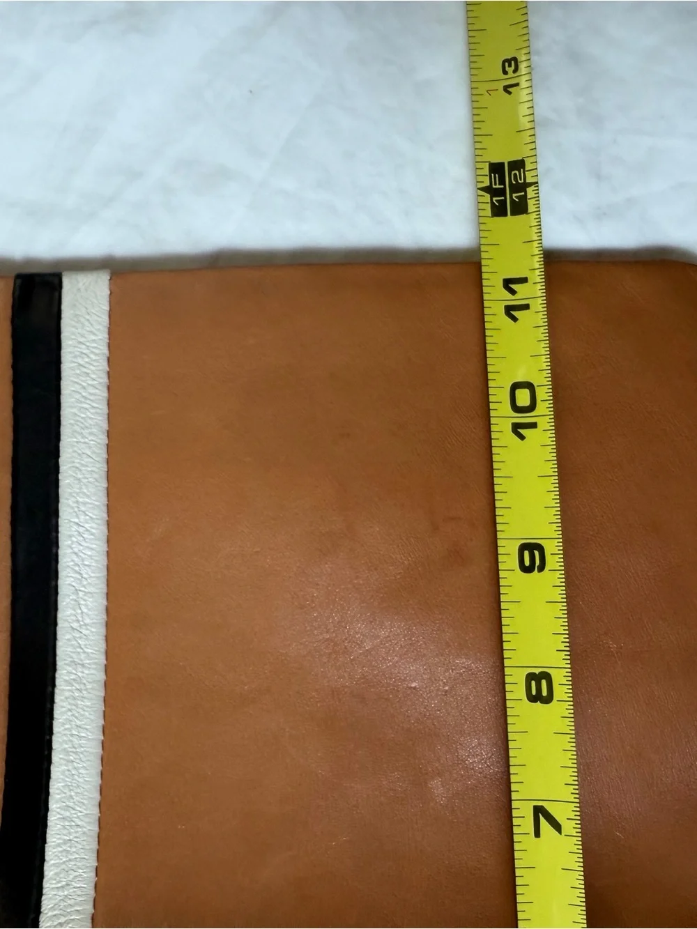 Clare V. Leather Foldover Clutch Tan Leather Clutch with Contrast Stripe